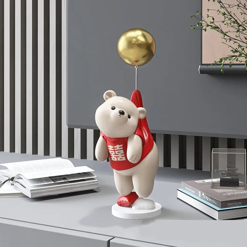 DecorBites™ Balloon Polar Bear Resin Ornaments: Home Decor Craft, Office Desk Figurine sculpt