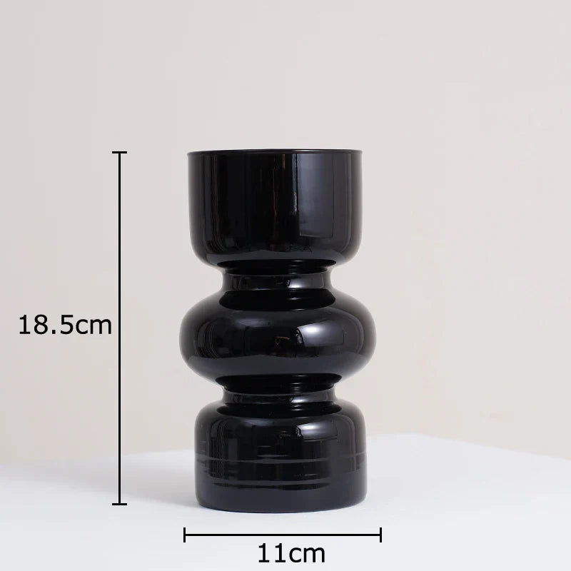 DecorBites™ Black Glass Vase with Artificial Flowers for Stylish Room Decor