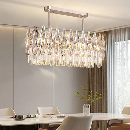 DecorBites™ Crystal LED Chandelier | Long Stairway Villa Light | Modern Luxury Post Lamp