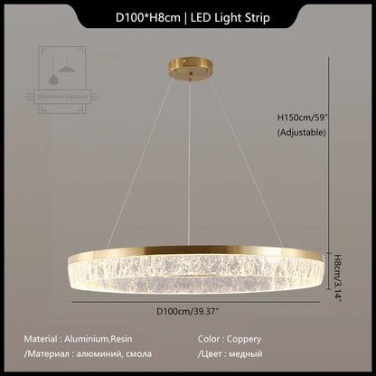DecorBites™ Crystal Chandelier Circular Pendant Light for Modern French Style Dining-Table Decor
