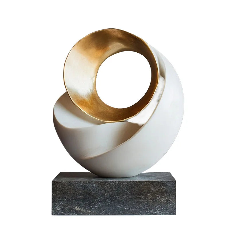 ™ Golden Ring Abstract Resin Figurines, Home Decor, Geometric Design