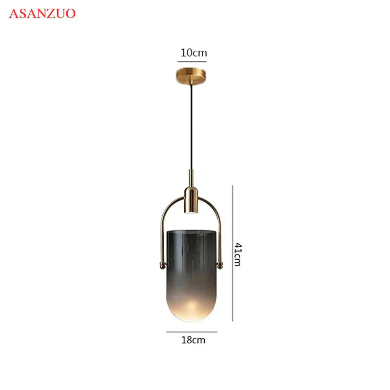 ™ Gradient Glass Pendant Light: Modern Nordic Hanging Fixture for Bedside Living Dining Decor