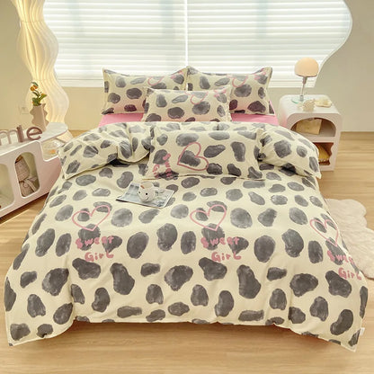 DecorBites™ Aloe Cotton Printed Bed Sets 4Pcs Soft Cozy Bedding Set for Adults