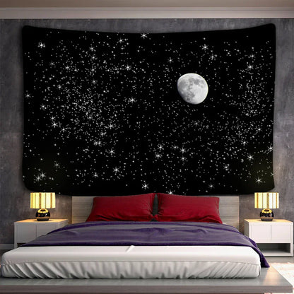 DecorBites™ Black & White Stars Mandala Tapestry - Home Decor