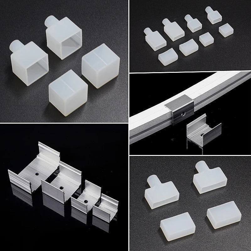 DecorBites™ LED Silicone Tube Profile Connector Clip Plug Neon Strip Lights End Cap Kit