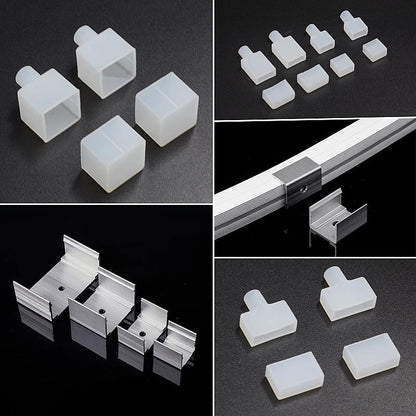DecorBites™ LED Silicone Tube Profile Connector Clip Plug Neon Strip Lights End Cap Kit