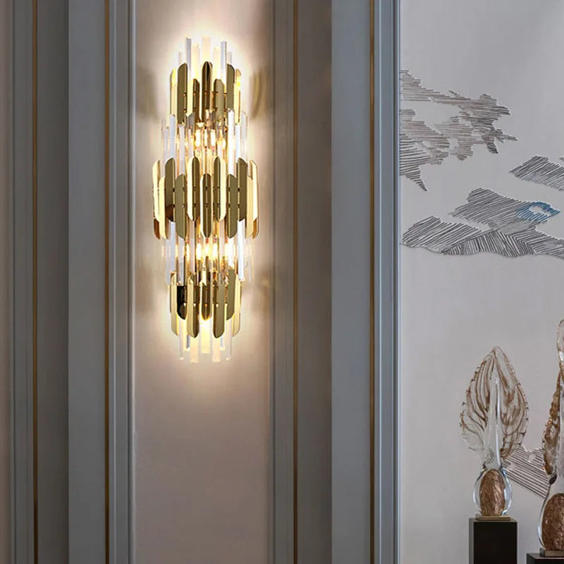 ™ Gold Crystal LED Wall Lamp for Elegant Home Lighting