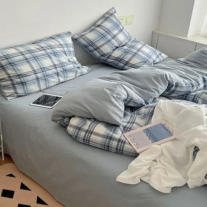 ™ Japanese Style Cotton Printed 4Pcs Bedding Set with Double-Sided Design