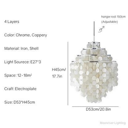 DecorBites™ Aeolian Bells Shell Chandelier for Mediterranean Living Room, Shop, Bar, and Restaurant