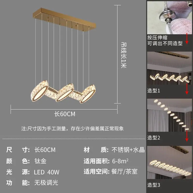 DecorBites™ Crystal Chandelier Stair Pendant Light Living Room Interior Lighting