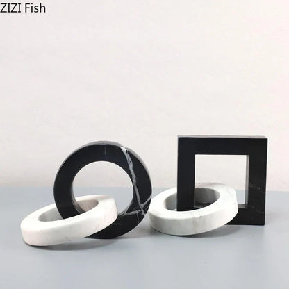 DecorBites™ Geometric Knot Sculpture Desk Decor - Abstract Square Ring Statue