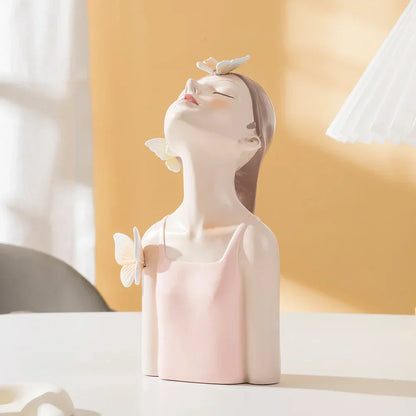 DecorBites™ Butterfly Girl Sculptures: Pink Room Decor & Fairy Garden Art for Modern Bedroom