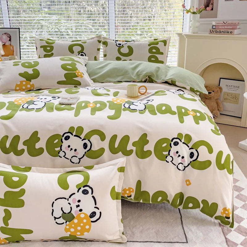 DecorBites™ Cotton Printed Bedding Set: Thick & Cozy Single Bedclothes for Adults & Kids