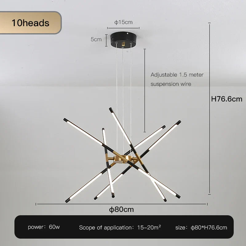 ™ Gold LED Ceiling Chandelier for Living Room Bedroom Kitchen - Dimmable Pendant Light
