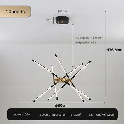 ™ Gold LED Ceiling Chandelier for Living Room Bedroom Kitchen - Dimmable Pendant Light