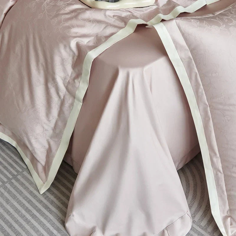 DecorBites™ 1000TC Egyptian Cotton Jacquard Duvet Cover Set: Luxury Satin Silky Bedding Collection