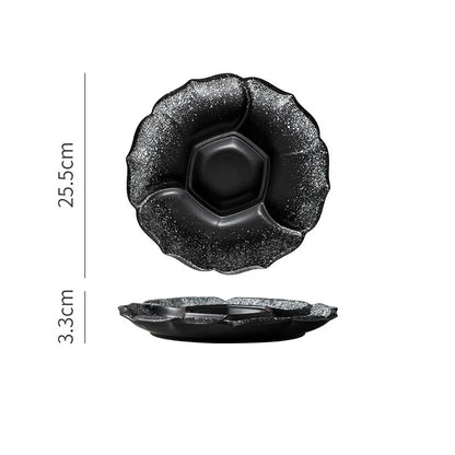 DecorBites™ Ceramic 4-Grid Dinner Plate - Retro Tableware for Fruits, Snacks, and Desserts