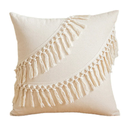 DecorBites™ Boho Macrame Woven Cushion Cover for Home Decor, Comfy Farmhouse Pillow Case