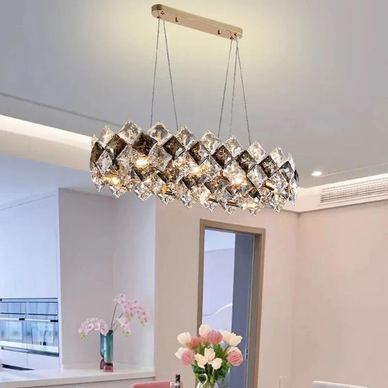 DecorBites™ Crystal Chandelier for Living & Dining Room, Luxury Ceiling Light Fixture
