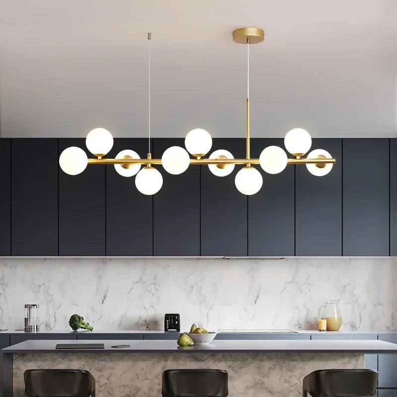 ™ Gold Glass Ball LED Pendant Light 11 Heads Kitchen Dining Room Suspension
