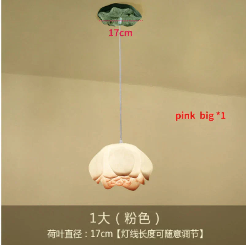 DecorBites™ Lotus Glass Pendant Lamp: Elegant Pink Lotus Lighting for Home Decor