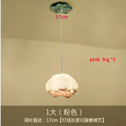 DecorBites™ Lotus Glass Pendant Lamp: Elegant Pink Lotus Lighting for Home Decor