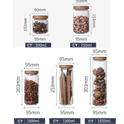DecorBites™ Glass Airtight Canister with Wooden Lid | Versatile Kitchen Storage Solution