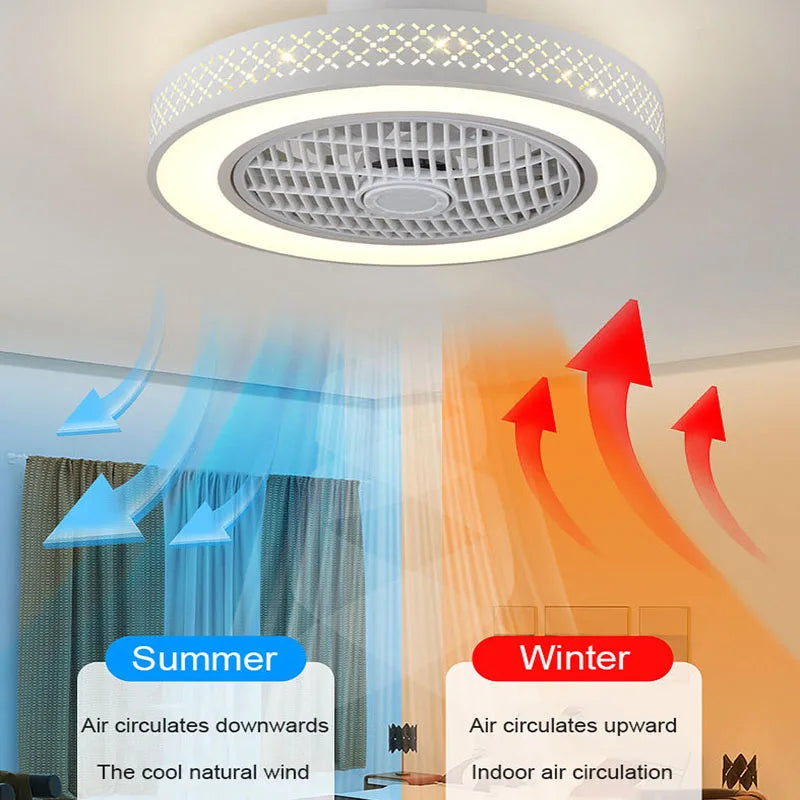DecorBites™ Bedroom LED Ceiling Fan Light with Remote Control - Small, Modern Chandelier
