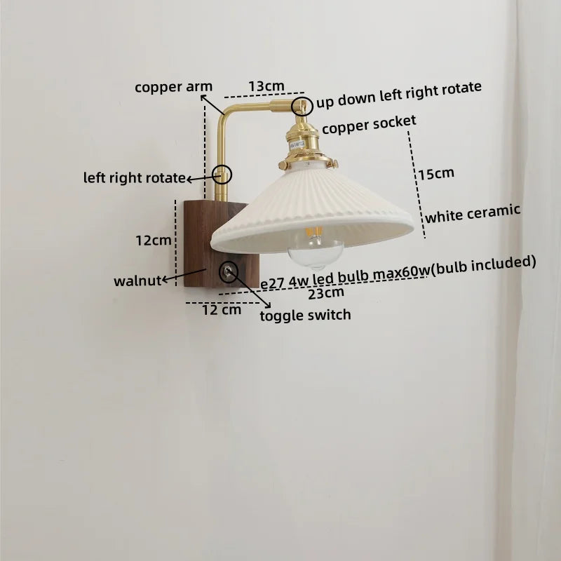 DecorBites™ LED Ceramic Wall Sconce Pull Chain Switch Light Fixture