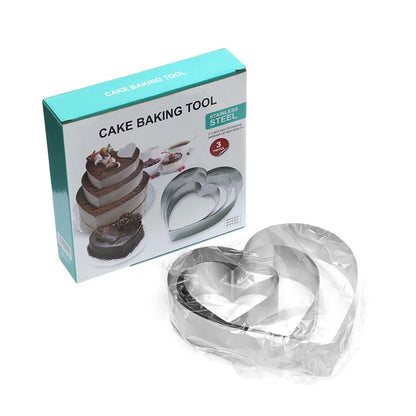 ™ Heart-Shaped Stainless Steel Mousse Mold Set - Baking Tool for Cakes & Desserts