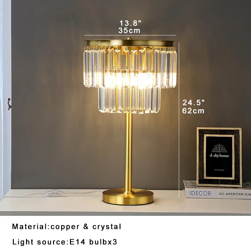 DecorBites™ All Brass Crystal Floor Lamp Gold Luxury Decor Living Room Lighting