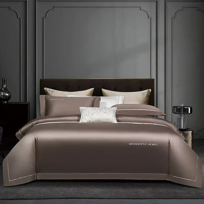 DecorBites™ 1000TC Egyptian Cotton Embroidery Bedding Set with Duvet Cover, Sheet, Pillowcase