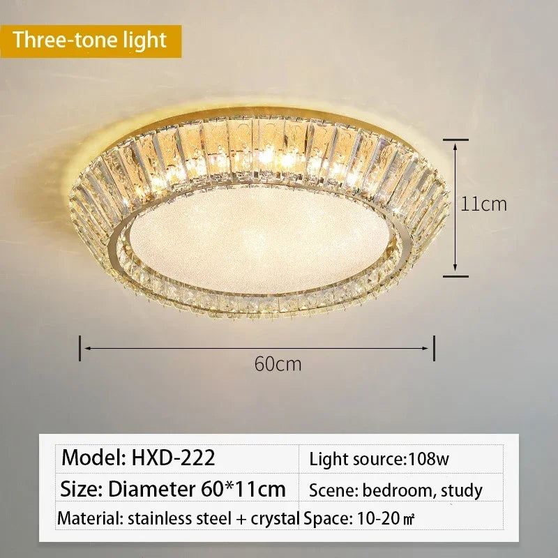 ™ Gold Crystal Glass LED Ceiling Light for Dining Living Room