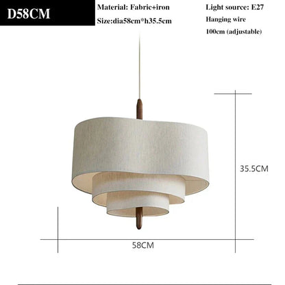 DecorBites™ Japanese Fabric Chandelier Retro Style Pendant Light for Living Room, Bedroom, Restaurant, Hotel
