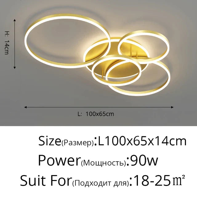 DecorBites™ Aluminum Circle LED Chandelier Ceiling Light for Bedroom Living Room Kitchen