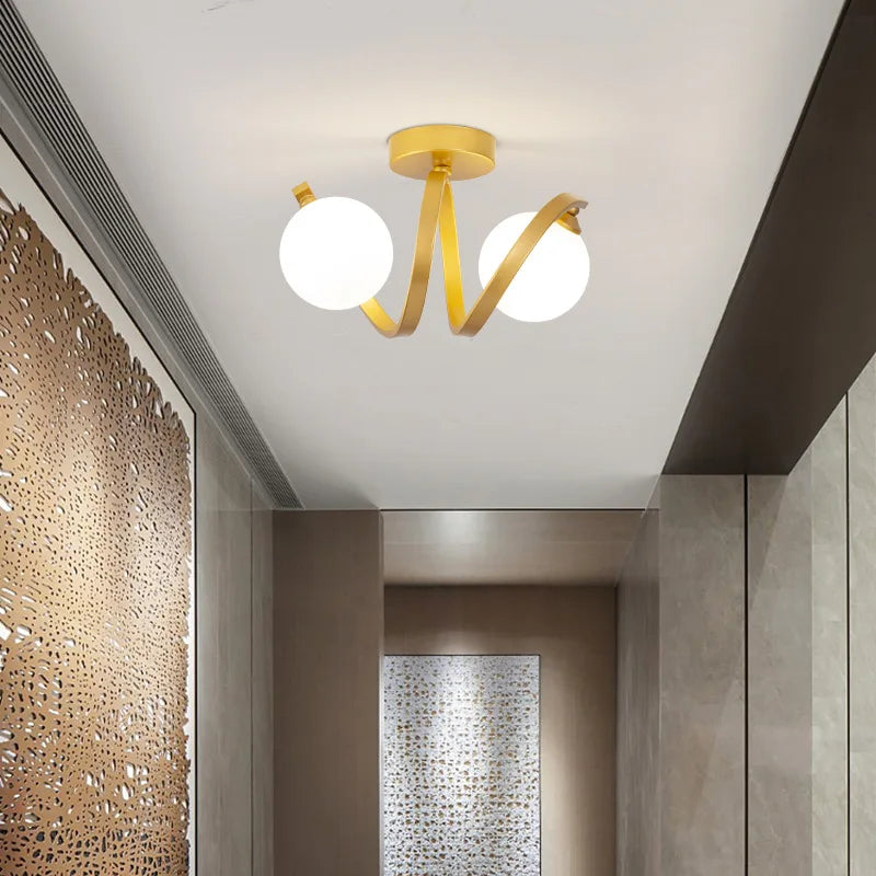 DecorBites™ Black Gold Glass Ceiling Light: Modern Minimalist Indoor Lighting for Entryway Balcony
