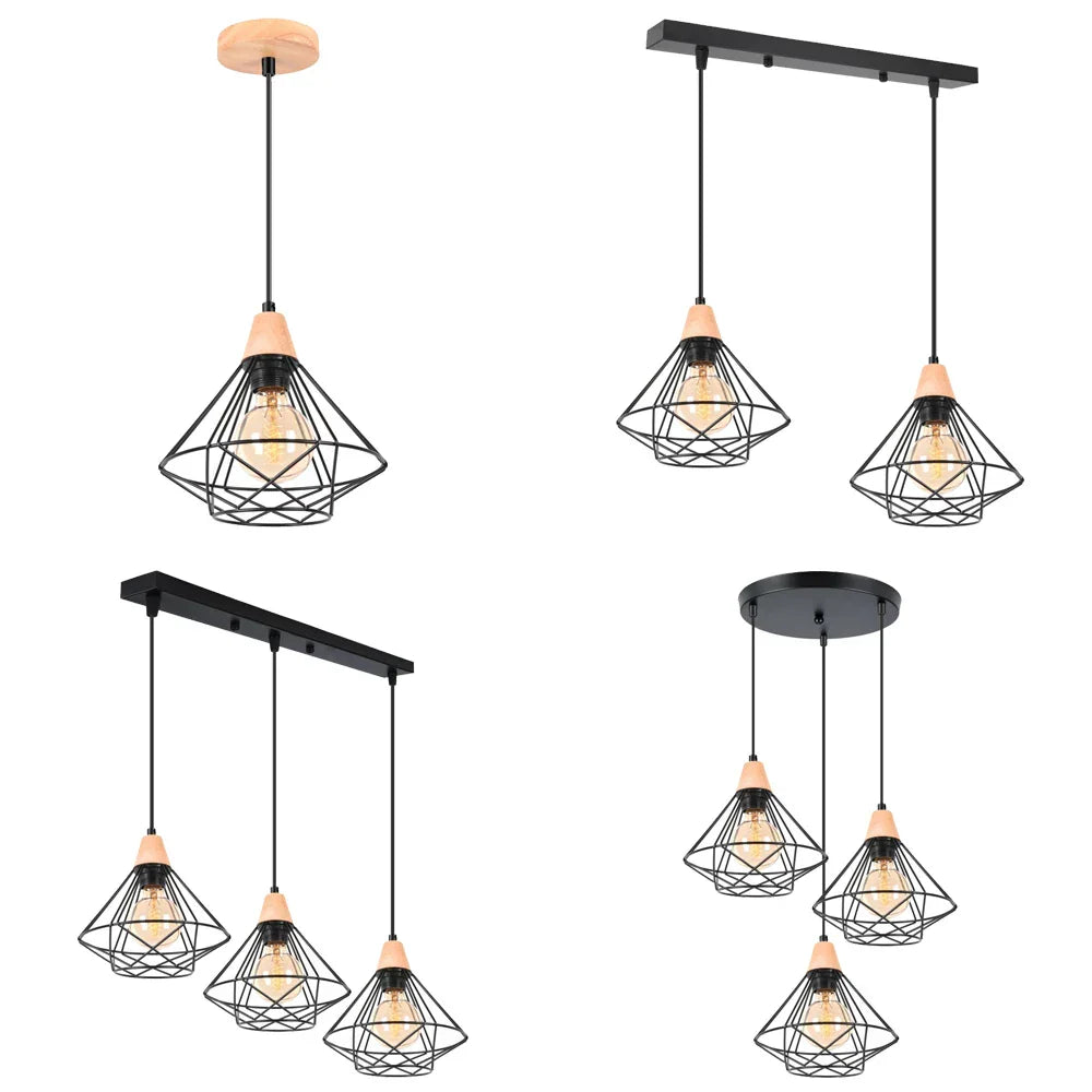 DecorBites™ Industrial Wood Ceiling Chandelier for Bedroom Cafe Bar Restaurant Decor