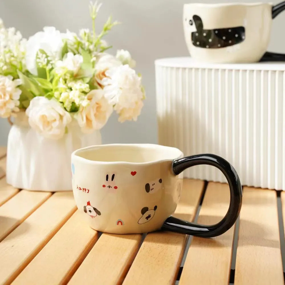 DecorBites™ Cartoon Big Ear Cup Ceramic Mug for Coffee, Milk, and Oatmeal