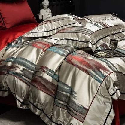 DecorBites™ Luxe Brocade Jacquard Bedding Set with Egyptian Cotton & Embroidery