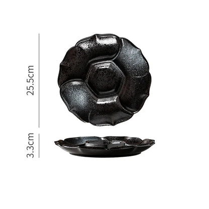 DecorBites™ Ceramic 4-Grid Dinner Plate - Retro Tableware for Fruits, Snacks, and Desserts