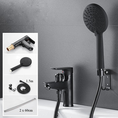DecorBites™ Black Brass Single Handle Bathroom Basin Faucet with Shower Head, Hot and Cold Mixer Tap