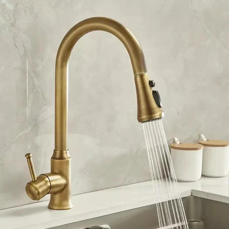 DecorBites™ Antique Brass Kitchen Faucet 360° Rotation Sink Mixer Tap - Tuqiu Design