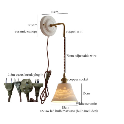 DecorBites™ Adjustable LED Wall Sconce Lamp Stripe Ceramic Copper Mirror Bedside