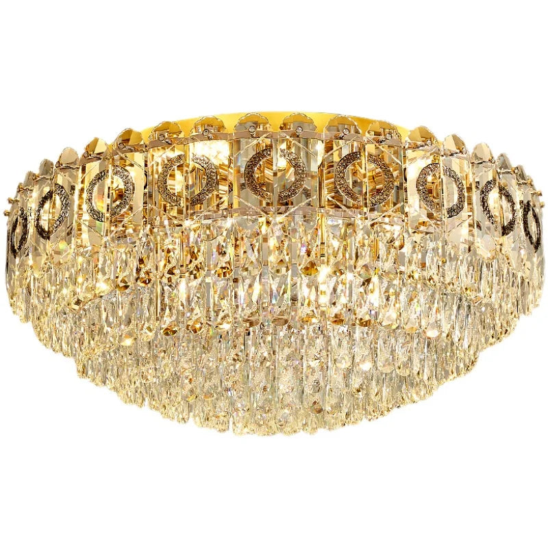 DecorBites™ Crystal Ceiling Lamp: Modern Simple Golden Round Light for Living Room, Bedroom, Study