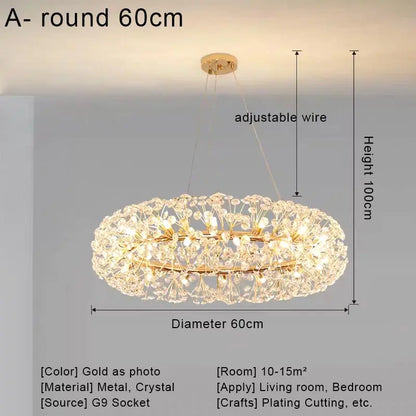 DecorBites™ Crystal LED Ceiling Pendant Chandelier for Home Decoration and Lighting