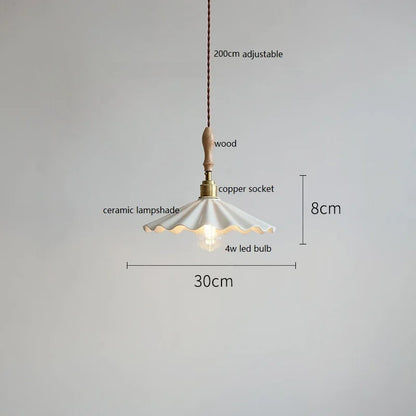 DecorBites™ Copper Ceramic LED Pendant Lamp with Wood Handle for Home Decor