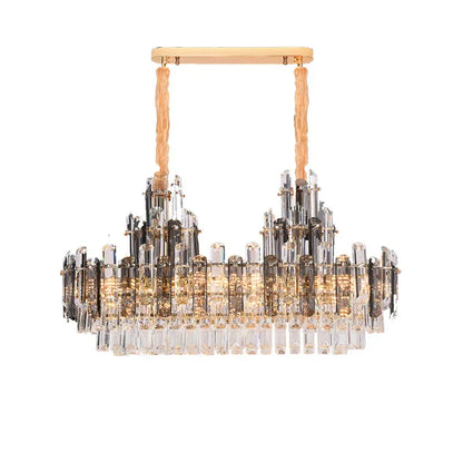 DecorBites™ Crystal LED Oval Round Chandelier Hanging Lamp - Dimmable Ceiling Pendant
