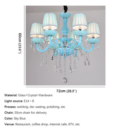 DecorBites™ Blue Crystal Pendent Lamp/Candle Chandelier for Living Room, Bedroom, Restaurant, KTV