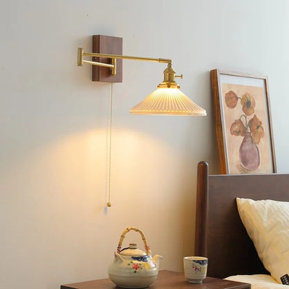 DecorBites™ Ceramic Copper LED Wall Light | Modern Bedside Lamp with Pull Chain Switch