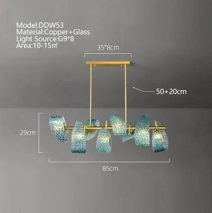 DecorBites™ Blue Glass Luxury Brass Ceiling Pendant Light - Creative Flower Design